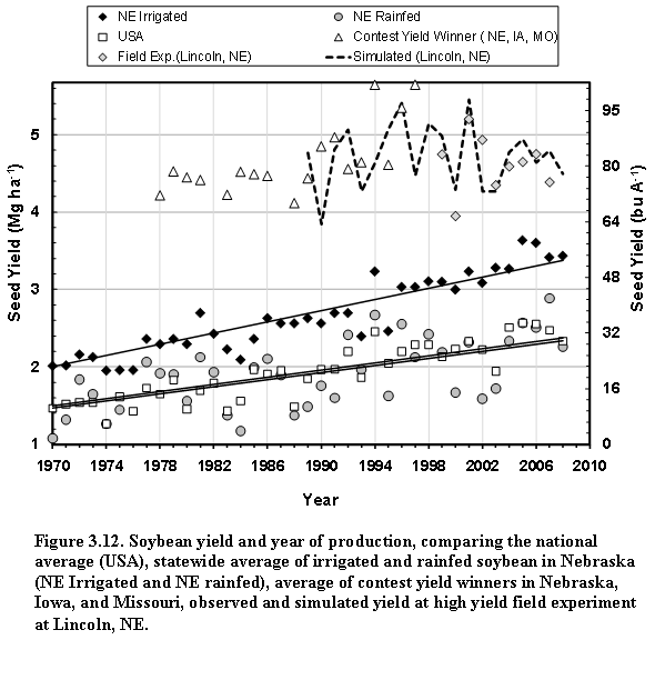Figure 3.12 - Soybean yield and year of production.